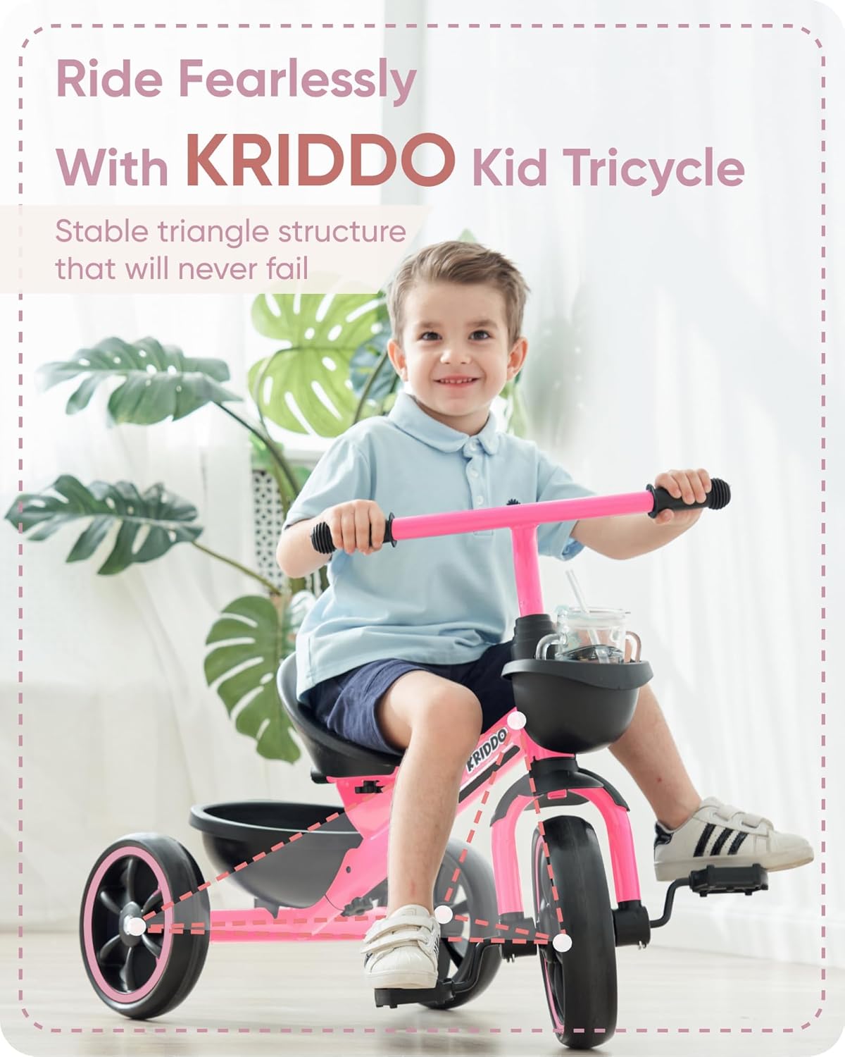 KRIDDO Kids Tricycles Age 24 Month to 5 Years