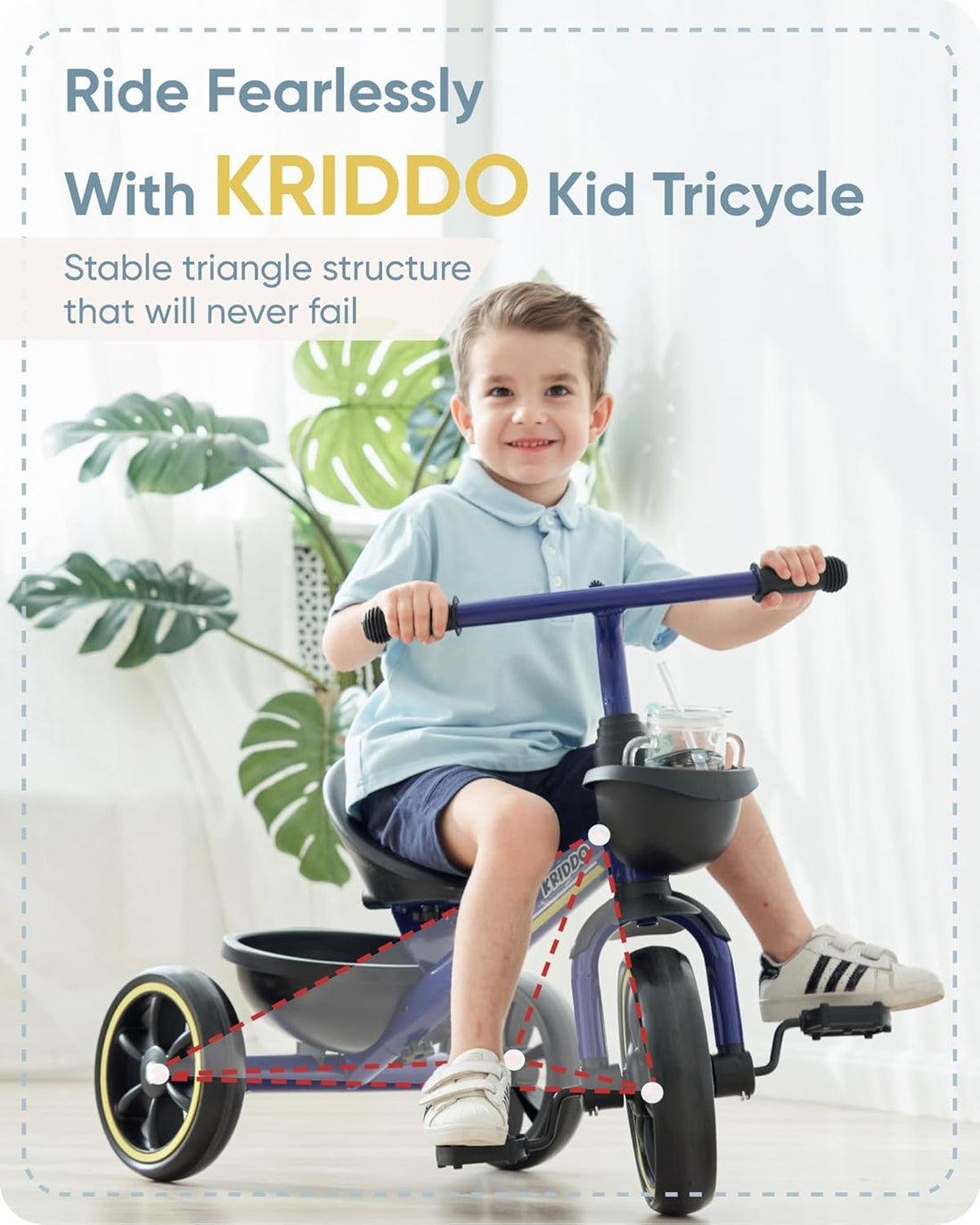 KRIDDO Kids Tricycles Age 24 Month to 5 Years