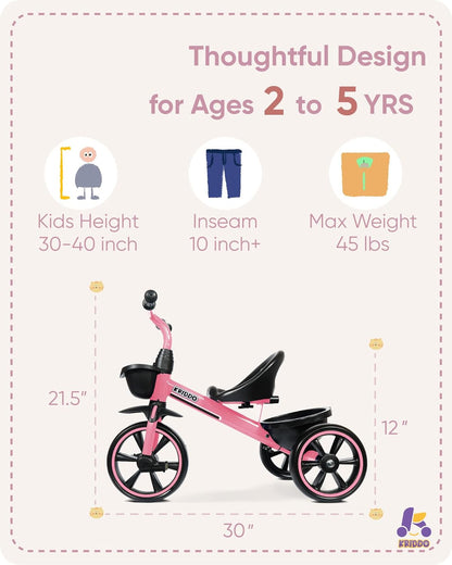 KRIDDO Kids Tricycles Age 24 Month to 5 Years