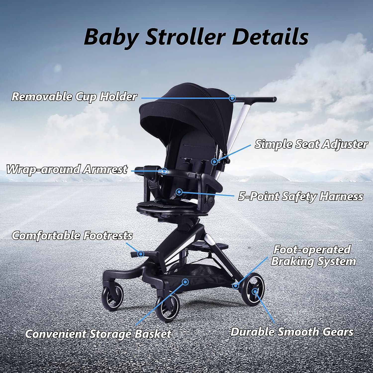 Compact Baby Stroller Lightweight Foldable Umbrella Stroller