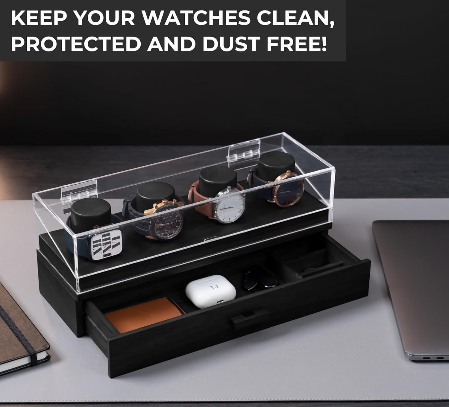 The Watch Deck Pro – Premium Watch Display Case for 4 Watches