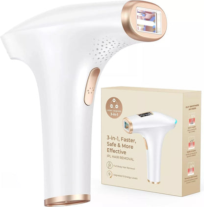 3-in-1 IPL Laser Hair Removal device with 9 Levels, Painless &amp; Smooth