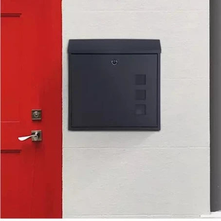 Wall Mounted Post Box, Letterbox with Tilted Lid &amp; 2 Keys, Viewing windows