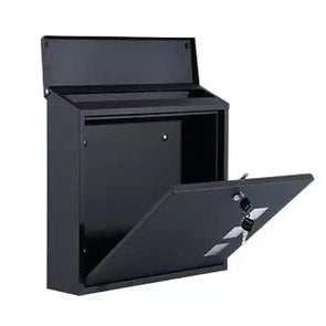 Wall Mounted Post Box, Letterbox with Tilted Lid &amp; 2 Keys, Viewing windows