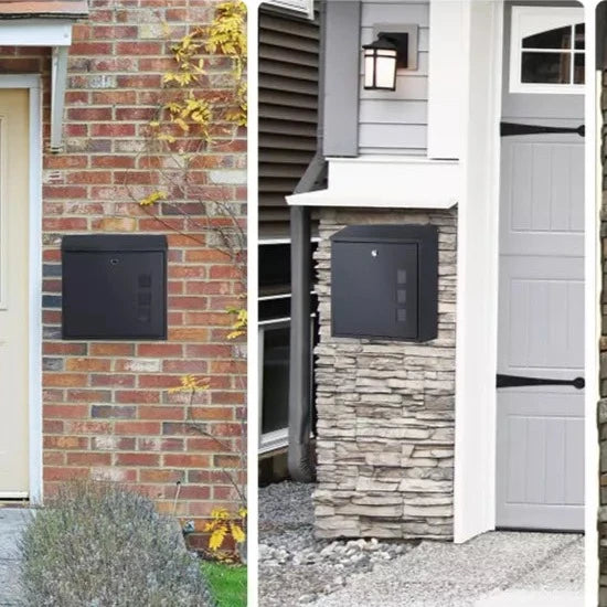 Wall Mounted Post Box, Letterbox with Tilted Lid &amp; 2 Keys, Viewing windows