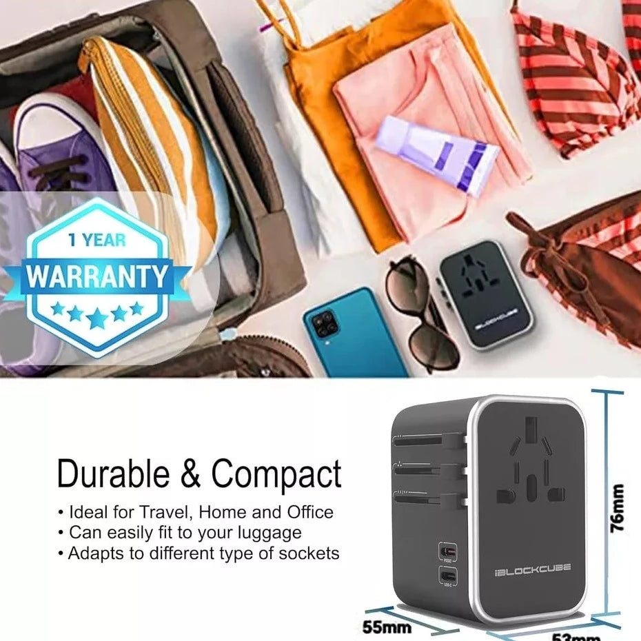 iBlockCube Travel Adapter, World&