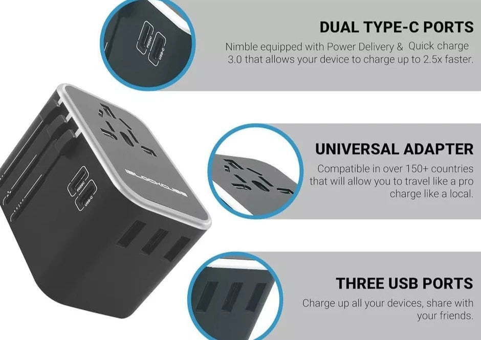 iBlockCube Travel Adapter, World&