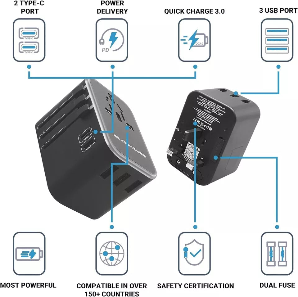 iBlockCube Travel Adapter, World&