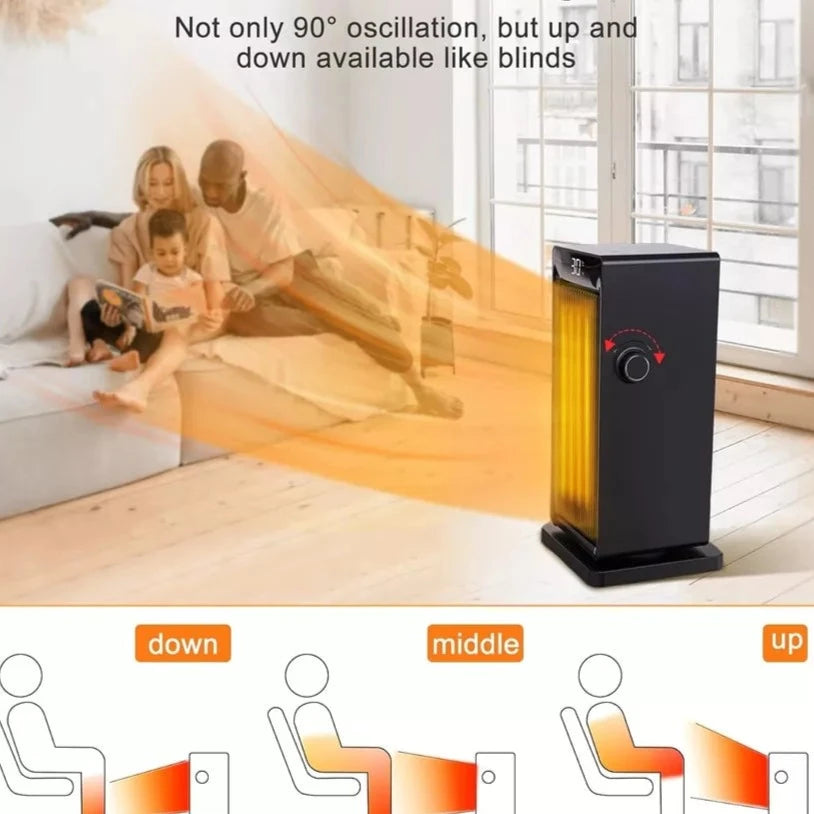 OMISOON Heater, ECO Electric Heater, 90°Oscillation, 24H Timer, Thermostat, Low Energy, Remote Control