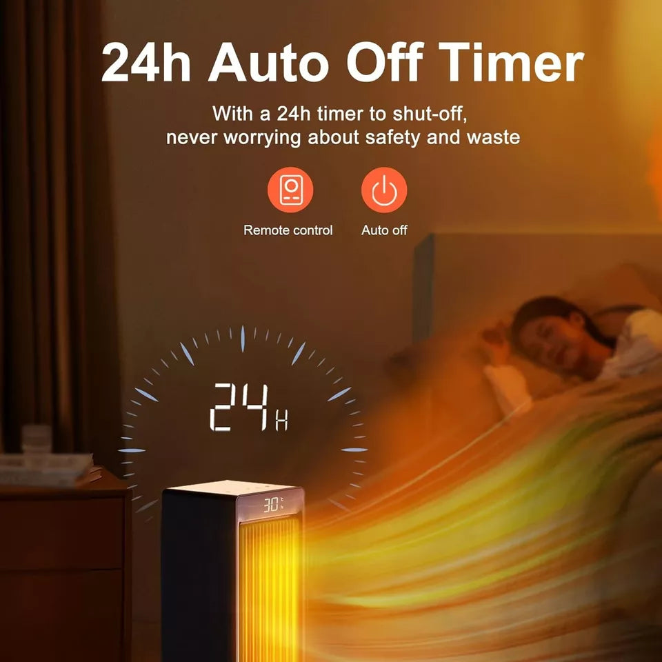 OMISOON Heater, ECO Electric Heater, 90°Oscillation, 24H Timer, Thermostat, Low Energy, Remote Control